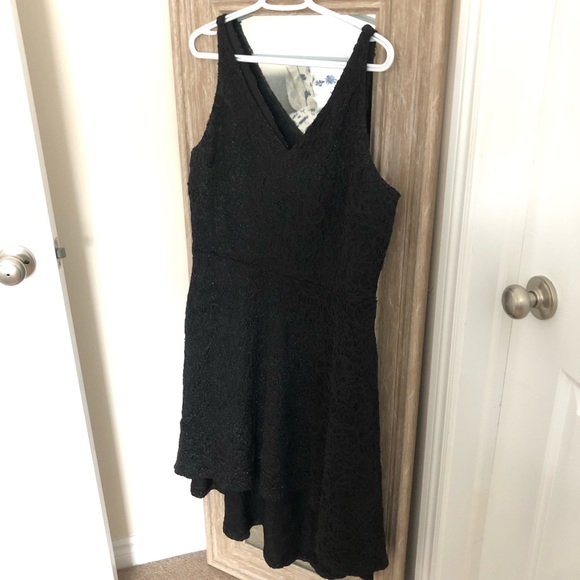 Black, hi-lo cocktail dress with POCKETS! - Picture 3 of 5